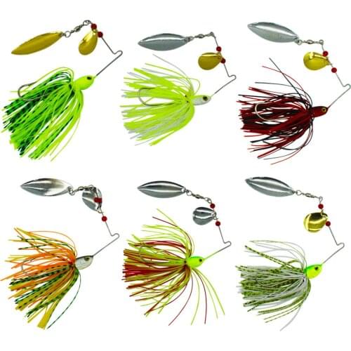 Hyaena 6Pcs Hard Fishing Spinners Metal Spinnerbait Jig Lure Pike Spoon Buzzbait Swimbaits Bass Pesca Tackle