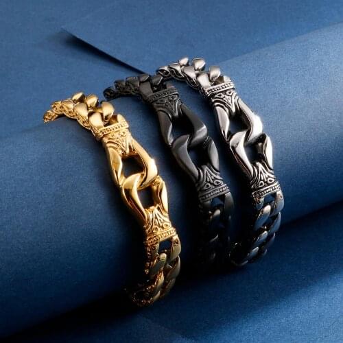 Curb Cuban Link Chain Gold Plated Men Fashion Bracelet Stainless Steel Charm Knot Punk Designer Armband Jewelry