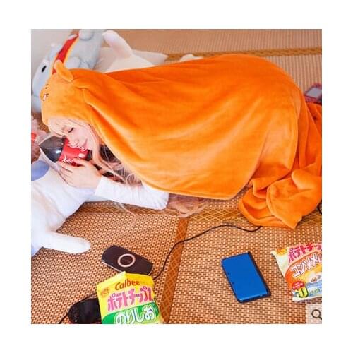 Fast shipping 160cm*110cm Anime Himouto Umaru-chan Cloak Umaru Cosplay Costume Flannel Cloaks Blanket Hoodie Girl Robe Xmas Gift
