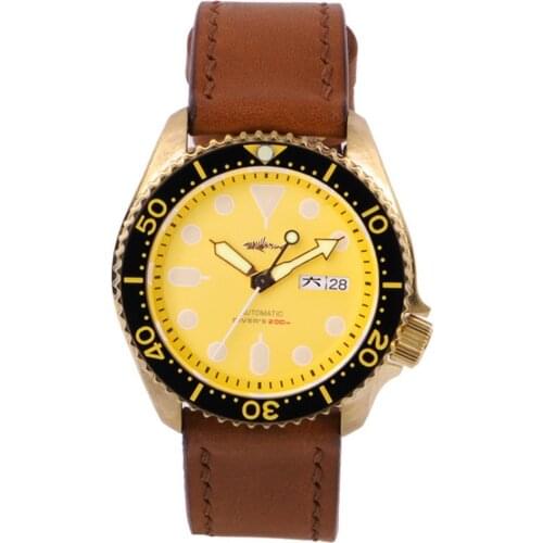 Mens dive wrist watches,men automatic watch HEIMDALLR man luxury brand mechanical wristwatch 200m waterproof relogio bronze case