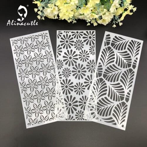 Flower Slimline PET Stencils For Painting Scrapbook Coloring Embossing Album Handmade Card Decorative Card Template Alinacutle