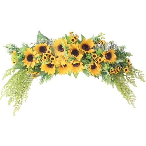Wedding Arch Flowers, Artificial Floral Swag for L, Green Leaves Sunflowers Door Wreath Wall Window Home Decoration