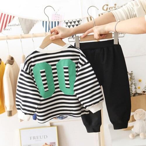 Kids Sport Clothes Girls Striped Pattern Girl Clothes Sweatshirt + Pants Girls Sets Spring Autumn Kids Tracksuit