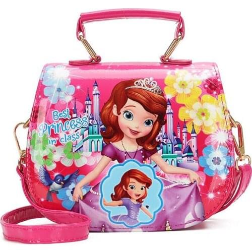 Children Shoulder Bag Girls Sofia Bags Handbag Girls Kids Cartoon Handbags Children PU Party princess Messenger bag for girls