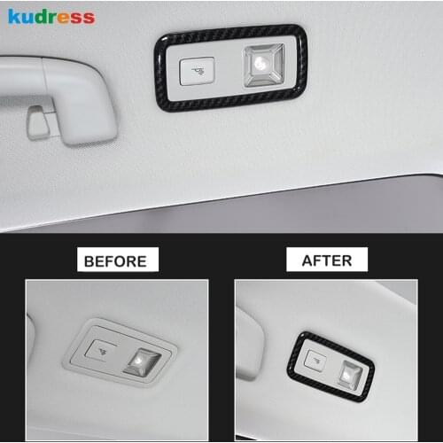 For Volkswagen VW T-Roc T Roc 2017 2018 2019 Carbon Fiber Roof Rear Reading Light Lamp Cover Trim Car Interior Accessories 2pcs