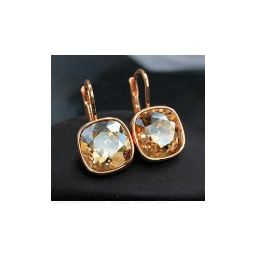 Brand Original!Nickle free Austrian Rhinestone SWA CRYSTAL Square feast Drop Jewelry Earrings,Wholesales E0424-2