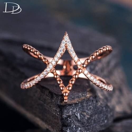 DODO Unique Cross Star Ring Cool Punk Rose Gold Color Jewelry Small AAA Cubic Zircon Inlay Party Bague Fashion Bijoux B2158