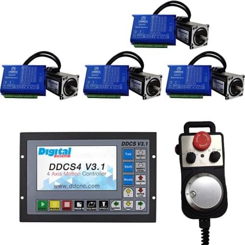 Cnc kit ddcsv3.1 motion control system nema23/57 hybrid servo set closed-loop motor + drive 4-axis motion controller