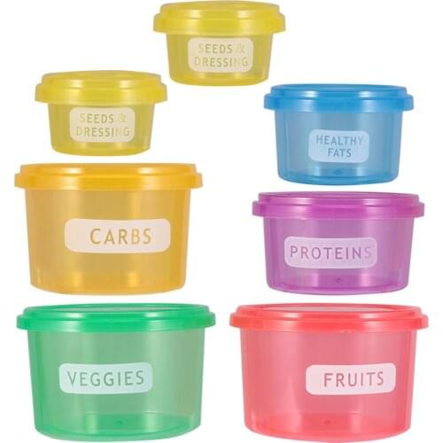 7 Pcs Lightweight Portable Multifunctional Fresh-keeping Food Box Diet Portion Control Containers for Children Food Storage