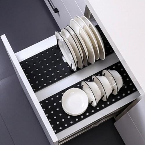 Kitchen Shelf Organizer Telescopic Dish Plate Drying Rack Bowl Pot Lid Storage Holder Adjustable Kitchen Dish Drying Rack 1 Set
