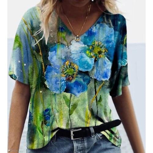Summer Ladies Custom Compassionate 3d Floral Print Fashion Casual Short-sleeved T-shirt Top Large Size Compassionate Lady 3xl