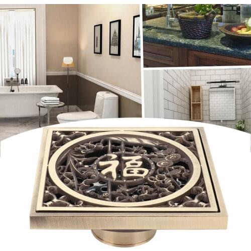 10x10cm Copper Floor Drain With Cover Filter Bathroom Supply Kitchen Gadget Antique Shower Floor Drain Set Bathroom Supply