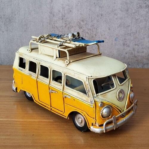 Model-Car Model Tour Bus Snowboard Bus Vintage Ironwork Tin Retro Crafts Handmade Handicraft Decorations Modelcar Gifts