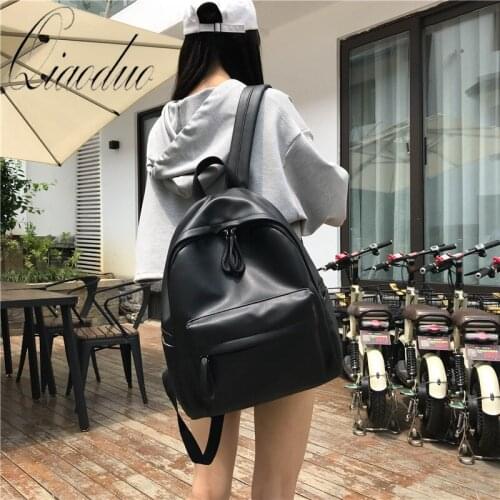 Qiaoduo 2021 Fashion Women Backpack High Quality Female Soft PU Leather School Bag For Teenager Girls Travel Shoulder Bags
