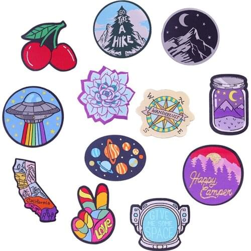 Cartoon Space Patches for Clothing Stickers Mountain Iron On Patches For Clothes Applique for Clothes Sticker on Clothes Stripe
