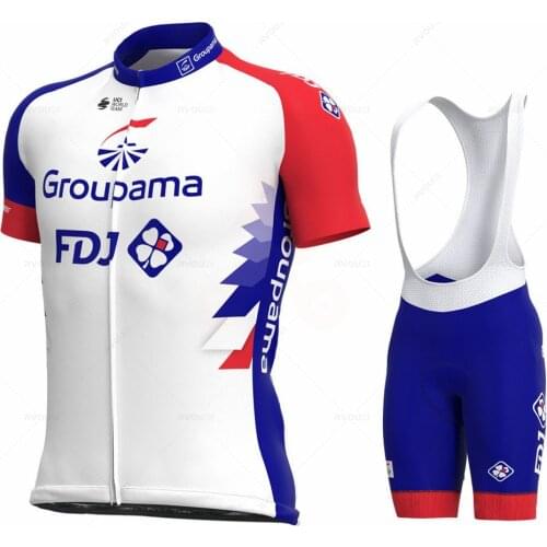 New 2021 GROUPAMA FDJ Team White Cycling Clothing Bike Jersey Ropa Mens Bicycle Summer Cycling Jerseys 19D Gel Pad Bike Shorts