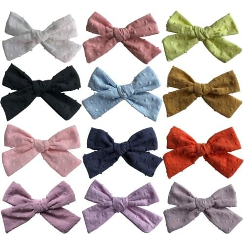 Bulk 60pc/lot Girls 3" Solid Fabric Hair Bow Hair clip or headbands Kids Nylon Headband for Girls Hair Accessories Headwear