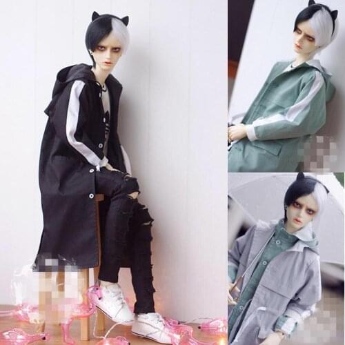 BJD Doll clothes suitable for 1-3 uncle size sport casual loose trench coat black green gray doll accessories