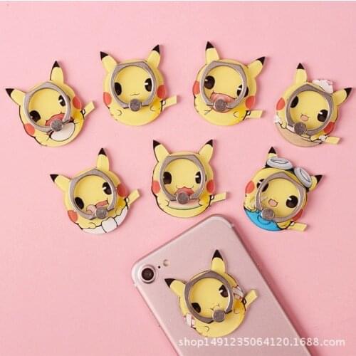 Pokemon Pikachu Mobile Phone Bracket Anime Cartoon Character Printing Cute Style Desktop Ring Birthday Gift