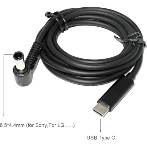 USB Type C to 6.5x4.4 6.5*4.4mm Male Plug Converter Laptop Charging Cable Cord for Sony LG Notebook PC Power Supply Adapter