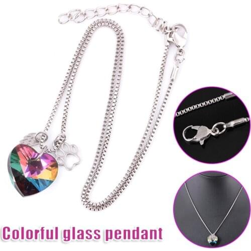 Rainbow Heart Dog Memorial Necklace Jewelry Gift for Women Colorful Sweater Accessory TT@88