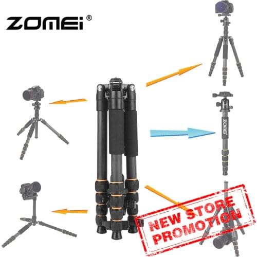 Zomei Q666C Professional travel portable carbon fiber tripod Monopod&Ball head for DSLR digital camera stand