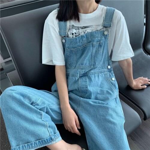 Casual Loose Women Jeans Overalls Plus Size Fashion Denim Overall High Waist Korean Rompers Wide Leg Pants Pantalon Mujer Femme