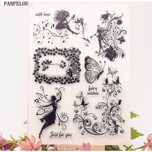 Butterfly Fairies Transparent Silicone Rubber Clear Stamps Cartoon For Scrapbooking/DIY Easter Wedding Album