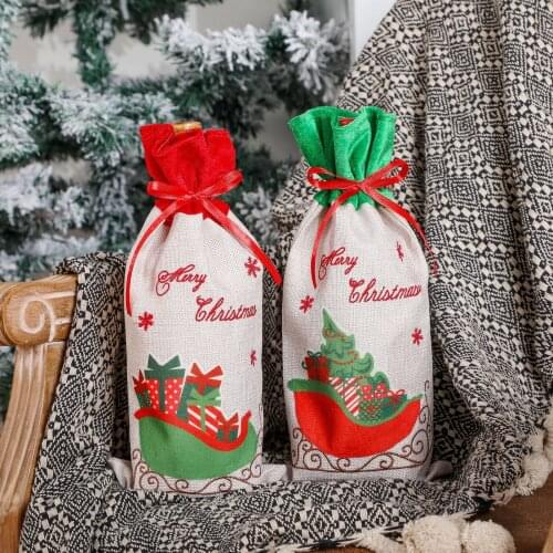 Christmas Bottle Cover Merry Christmas Decor For Home Wine Bottle Cover Christmas Ornments Xmas Gift New Year 2022 Noel