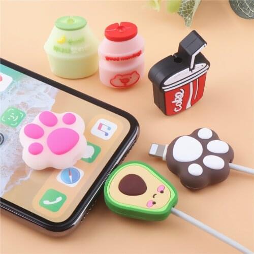 Drinks Silicone Cable Protector Cute Cat Paw Animal Cable Bite Protector Cartoon Cover For iphone12Pro Cable Organizer Winder