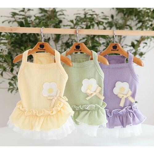 Fresh flower suspender skirt Dog Dress Pet Products Cotton Clothing For Dogs Cats Rabbit Chihuahua Teddy Dog Clothes