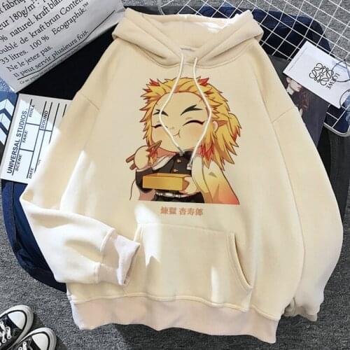Manga Cartoon Demon Slayer Anime Newest Hoodies Women Men Sweatshirt Rengoku Kyoujurou Print Hip Hop Fashion Clothing