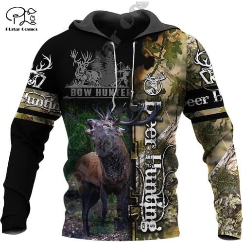 PLstar Cosmos Camo Bow Deer Hunting Animal Hunter Pullover NewFashion Long sleeve Unisex 3DPrint Zip/Hoodie/Sweatshirt/Jacket N5