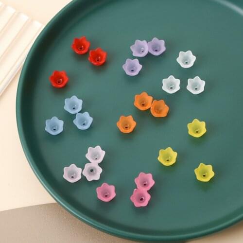 Vintage small buds frosted acrylic flowers DIY hand-made jewelry accessories earrings necklace materials