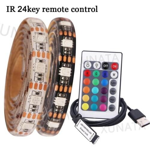 5V USB LED Strip Light 5050 RGB 16 Colors Waterproof Flexible Led Tape TV Backlights Color Changing with 24Key Remote Controller