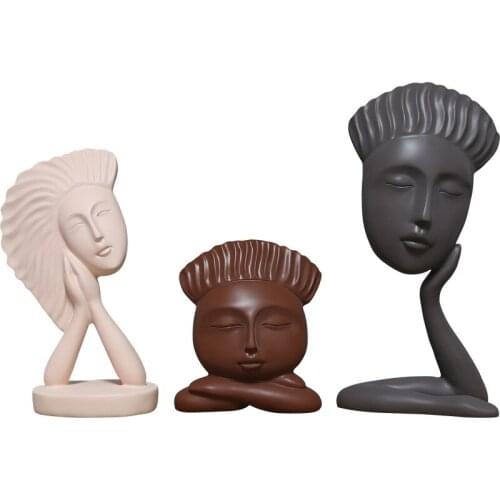 WU CHEN LONG 3Pcs/set Creative Nordic Abstract Character Statue Figure Art Sculpture Resin Crafts Home Office Decoration R2697