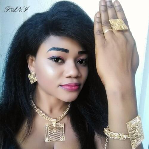 Fani Dubai Gold Mysterious Charming Necklace earrings bracelet ring Jewelry set Fashion Wedding Woman Bridal Costume Jewelry Set