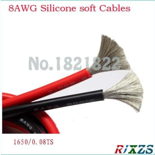 1M 8AWG soft silicone wires 8.3 spare 1M BLACK /RED large WIRE CABLE