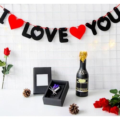 1pc Red Black Paper Heart Letters I Love You Banner Wedding Decoration Pendant Garland Photo Props Valentine Party Supplies