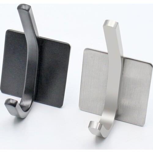 2 PCS Hooks 304 Stainless Steel Wall-Mounted Square Coat Hook Free Perforated U-shaped Hook Towel Kitchen and Bathroom Hooks