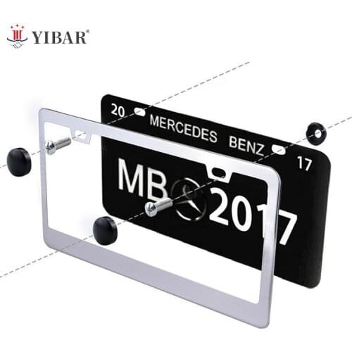 1PC US Ca 1X Stainless Steel Car Truck License Number Plate Frame+Screw Cap