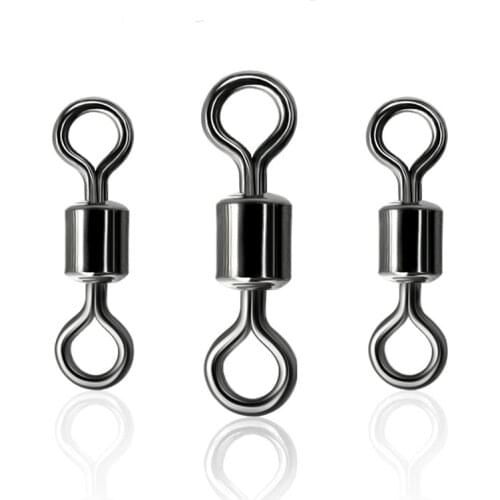 10-50PCS Ball Bearing Swivel Solid Rings Fishing Connector 1CM Length Ocean Boat Fishing Hooks