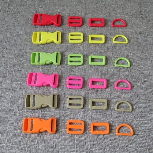 100sets/lot 25mm plastic D ring clasp adjuster slider belt strap buckle clasp for bag pet dog collar necklace sewing accessory