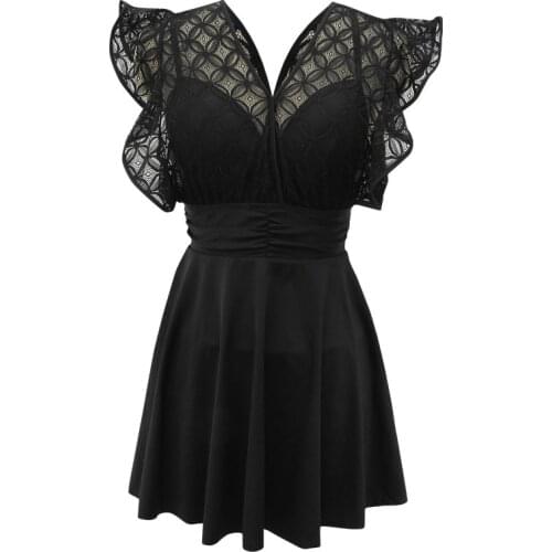 2021 New Women Black One Piece Swimwear Push Up Bathing Suit Plus Size M-4XL Swim Beach Dress Summer Sexy Swimsuit Swimdress