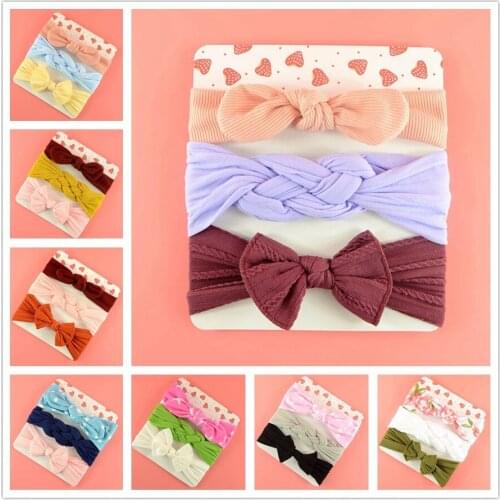 3Pcs/Set Bowknot Baby Headband Elastic Turban Hairband Bows kids Baby Girl Headbands Hair bands for Baby Girls Hair accessories