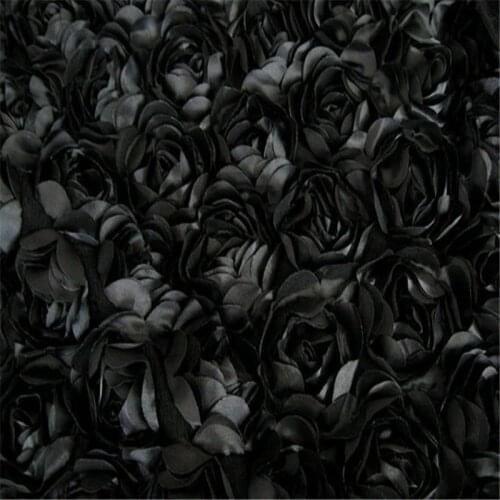 3D Red Black White Satin Rosette Lace Fabric for Wedding Bridal Photography Backdrop Fabric 1 Yard