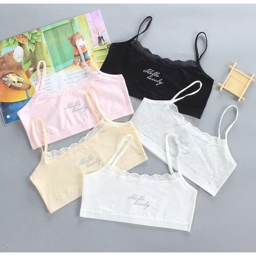 4pcs/lot Teen Training Bra Lingerie Brassiere Cotton Teens Teenage Training Lace Vest Kids Girl Underwear 8-14Y