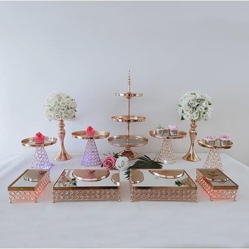 5-15 PC Crystal Metal Wedding Multi-Layer Cake Stand Rack Set Festival Party Display Tray