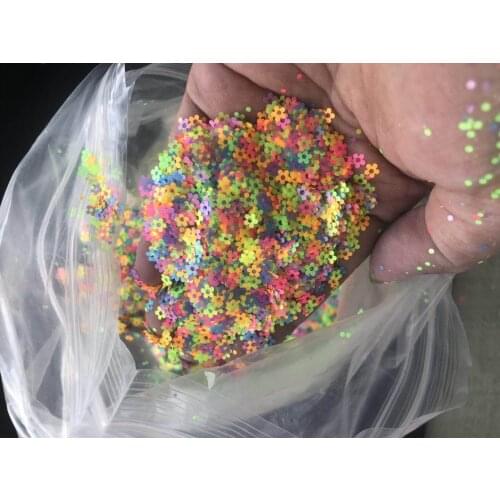 50g Fluorescence Flake Mixed Flower Star for Nail Decals Decorative Sticker Neon Sequins Tips 3-Shape Neon Flakes Glitter #PD103