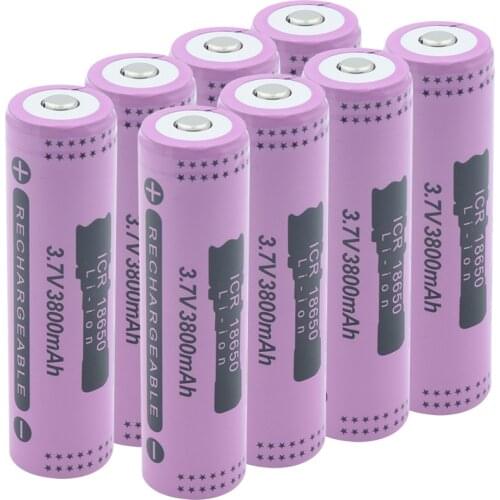 6/8/10 Pcs Pink ICR 18650 3800mAh Button Top Batteries 18650 Lithium Li Ion Battery Cell For Laser Pointer Radio Power Bank